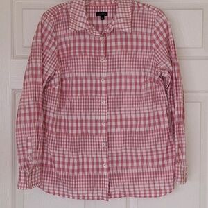 Talbots Talbots Pink Gingham/Plaid Button-Up Shirt, Women's Size Medium